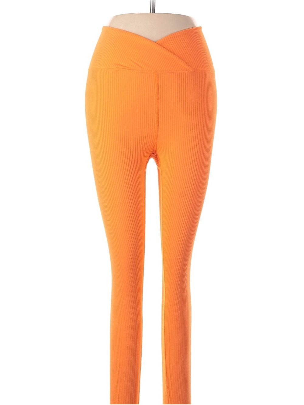 Year of Ours Ribbed Crossover Waist Leggings in Orange